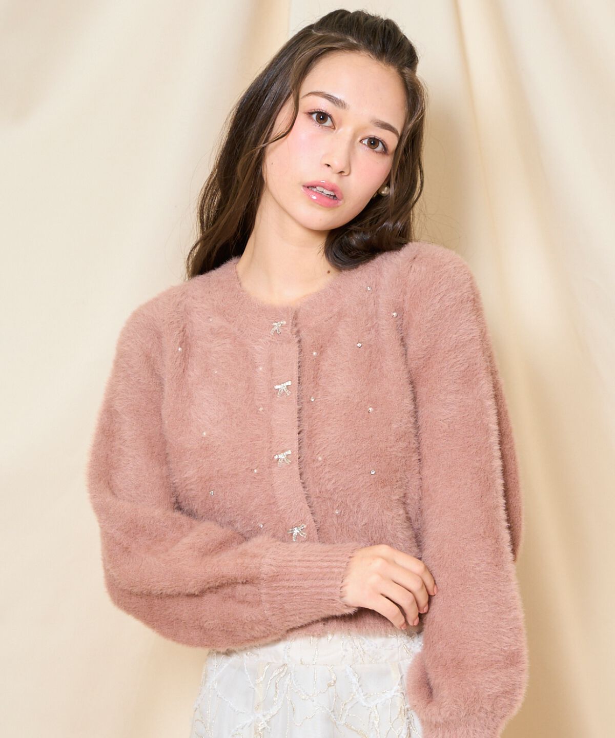 WILLSELECTION「パール＆ビジューフェザーカーディガン」|カーディガン|ブラウン