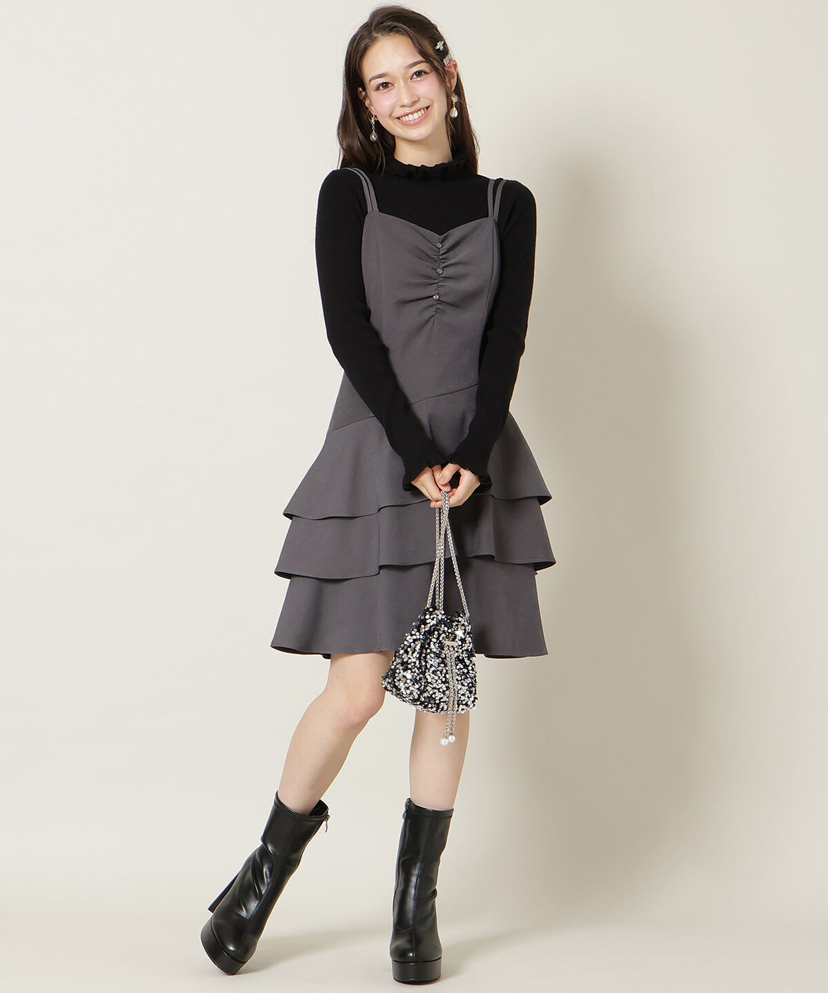 WILLSELECTION「ダブルストラップアシンメトリーワンピース」|ワンピース|ﾁｬｺｰﾙｸﾞﾚｰ