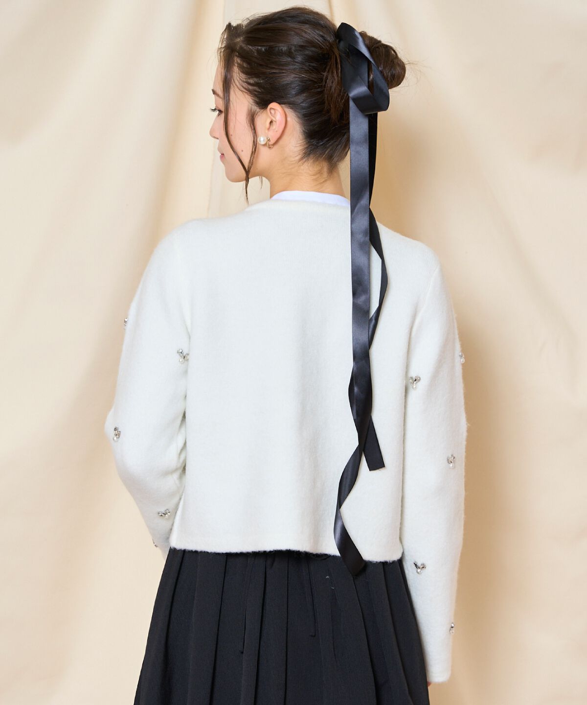 WILLSELECTION「ノーカラービジューニットジャケット」|カーディガン|