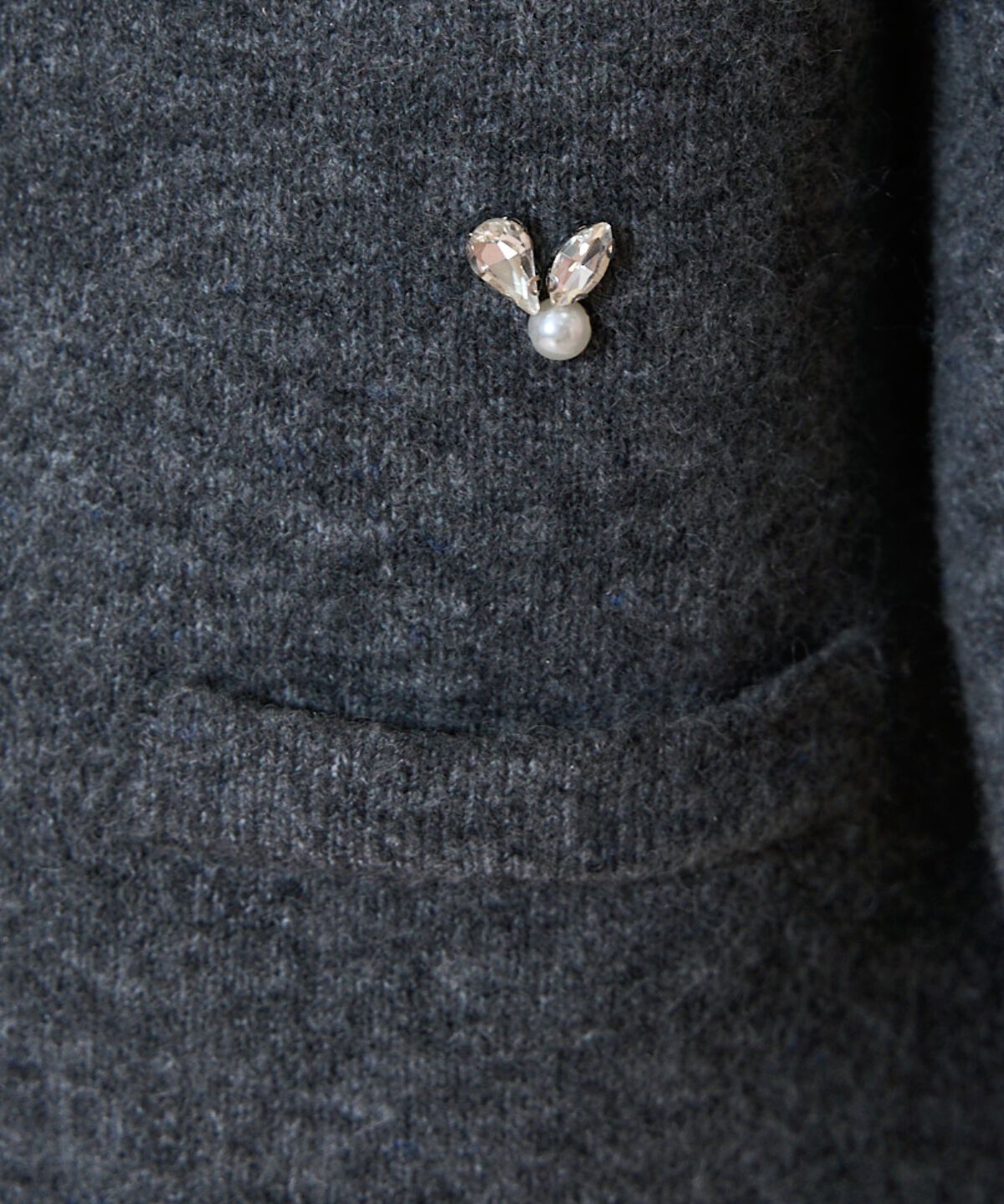 WILLSELECTION「ノーカラービジューニットジャケット」|カーディガン|