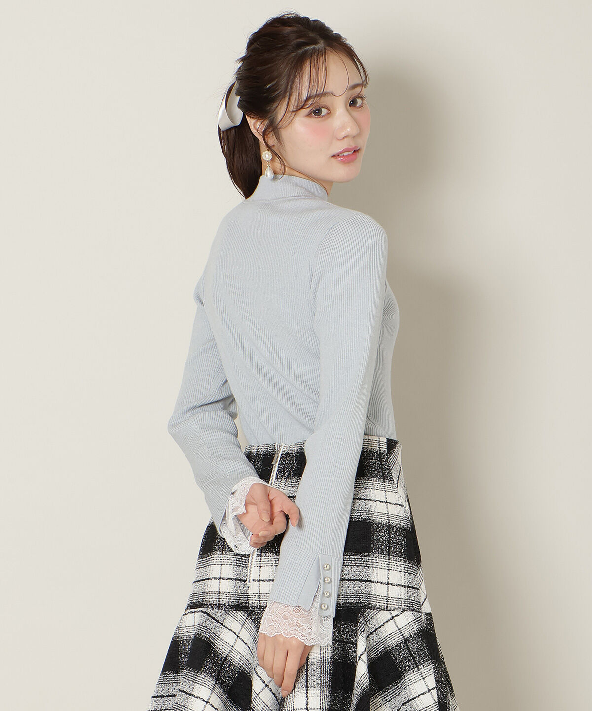 WILLSELECTION「袖口レースハイネックリブニット」|ニット・セーター|