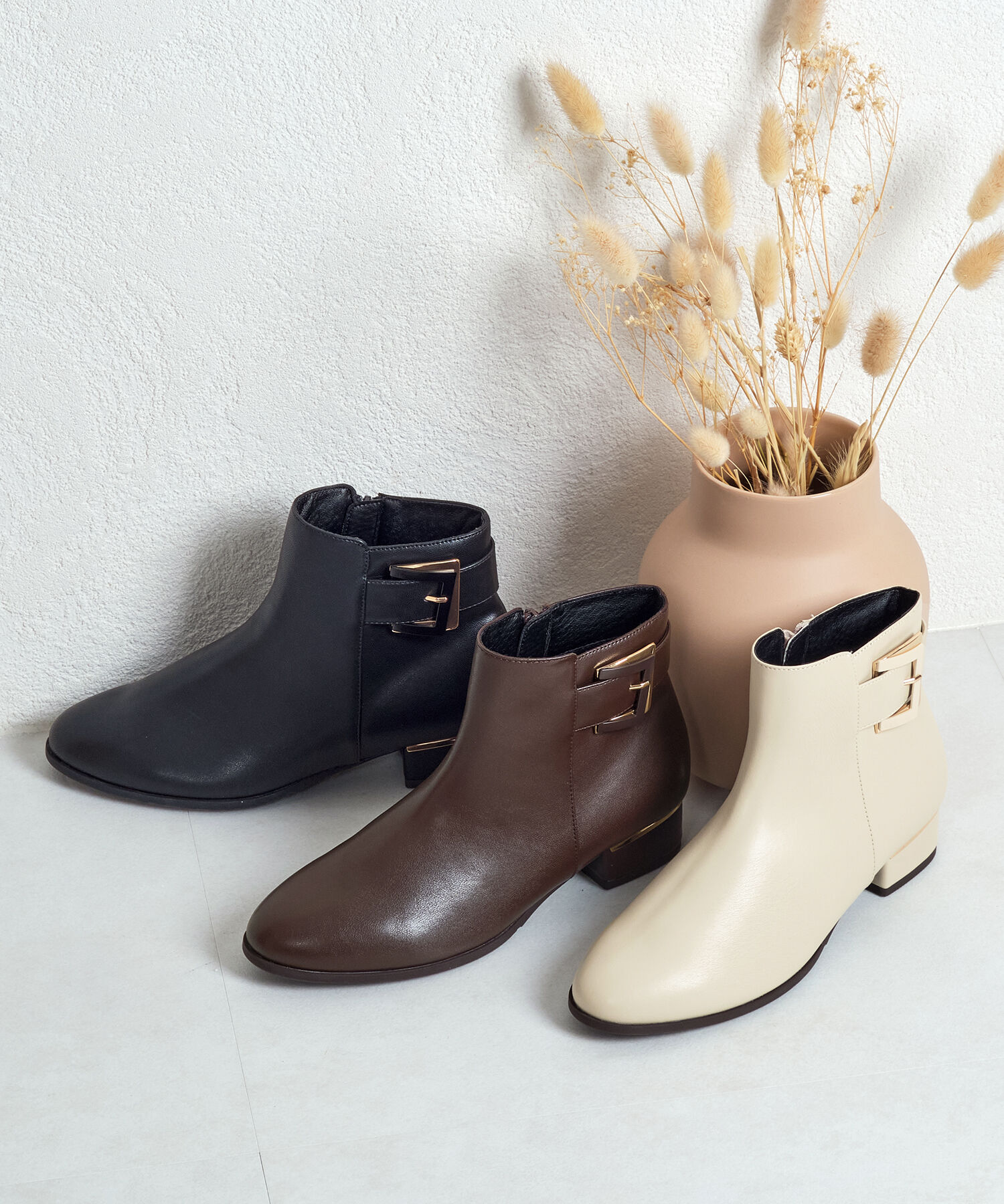 WA Oriental TRaffic「バックルベルトショートブーツ/42402」|ショートブーツ|BEIGE