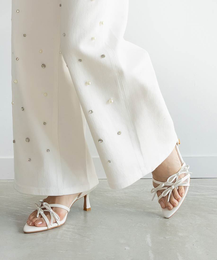  「ミニリボンナローストラップサンダル」|サンダル|