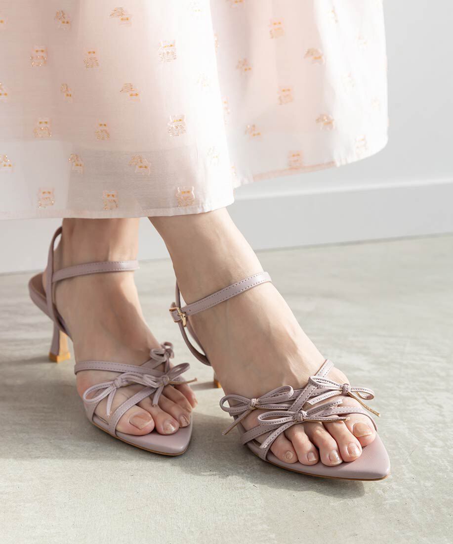  「ミニリボンナローストラップサンダル」|サンダル|