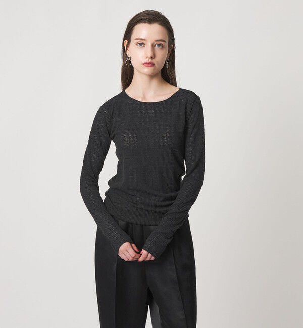 ASTRAET「＜ASTRAET＞レース クルーネックカットソー」|Tシャツ・カットソー|BLACK