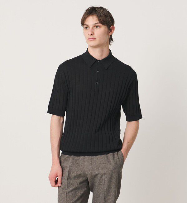 UNITED ARROWS「シャーリーカーン ワイドリブ ニットポロシャツ」|ポロシャツ|