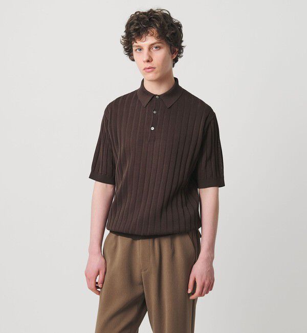 UNITED ARROWS「シャーリーカーン ワイドリブ ニットポロシャツ」|ポロシャツ|DK.BROWN
