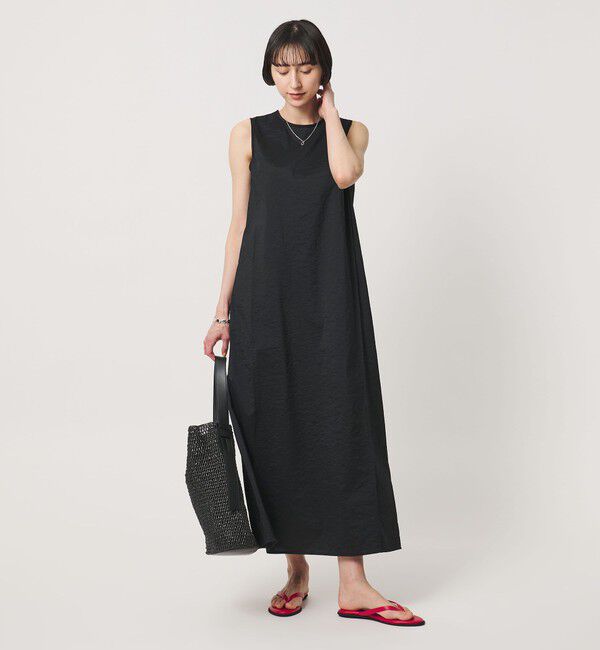 UNITED ARROWS「シアー レイヤード ノースリーブ ワンピース」|ワンピース|BLACK