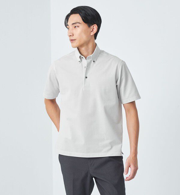 UNITED ARROWS green label relaxing「DUADRY clean バーズアイ ボタンダウン ビズポロ ポロシャツ -吸水速乾・抗菌-」|ポロシャツ|LT.GRAY