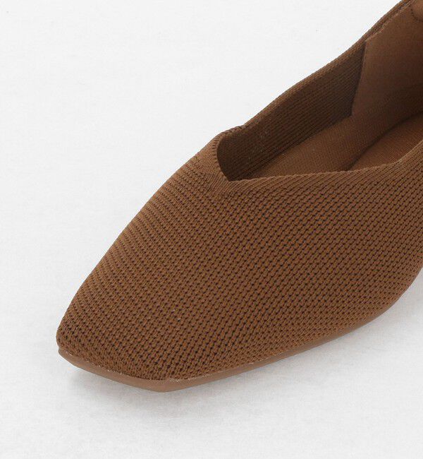 UNITED ARROWS green label relaxing「ウェルネス ニット スクエアVカット シューズ 撥水 ウォッシャブル」|バレエシューズ|