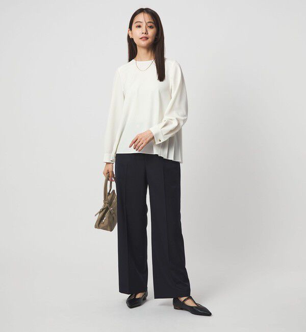 UNITED ARROWS green label relaxing「［size SHORTあり］パウドレ プリーツ ブラウス ウォッシャブル ストレッチ」|シャツ・ブラウス|