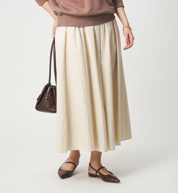 UNITED ARROWS green label relaxing「タック フレア スカート 2」|フレア|OFF WHITE