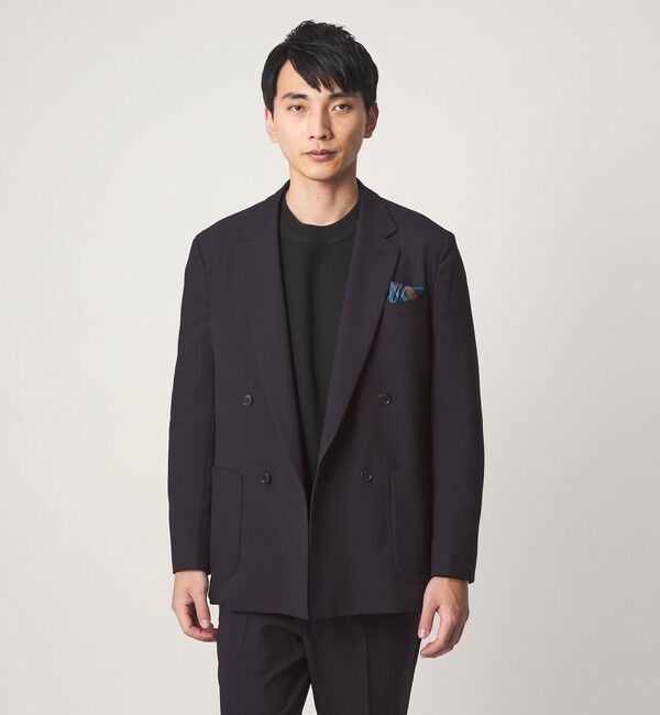 UNITED ARROWS green label relaxing「A+ ポリエステル シャークスキン ダブルブレスト 4B スタンダード セットアップ ジャケット -ウォッシャブ」|テーラードジャケット|