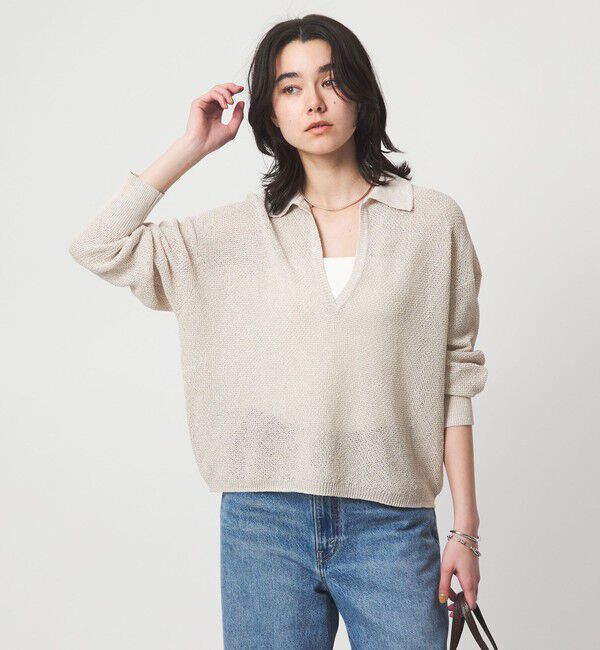 UNITED ARROWS green label relaxing「メランジ スキッパー プルオーバー ウォッシャブル」|ニット・セーター|