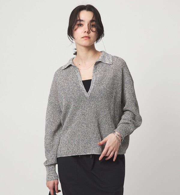 UNITED ARROWS green label relaxing「メランジ スキッパー プルオーバー ウォッシャブル」|ニット・セーター|NAVY