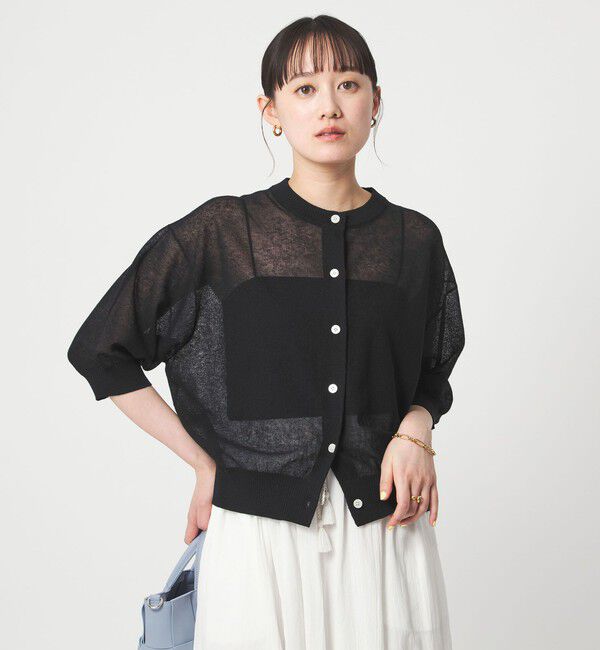 UNITED ARROWS green label relaxing「シアー カーディガン ニット ウォッシャブル」|カーディガン|BLACK