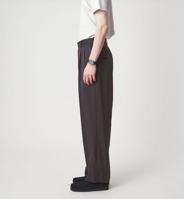 UNITED ARROWS green label relaxing「FINE BASIC トリアセテート ウール  2P ワイド スラックス パンツ W4 」|スラックス|