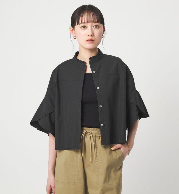 UNITED ARROWS green label relaxing「フレアスリーブ ブラウス 接触冷感」|シャツ・ブラウス|BLACK