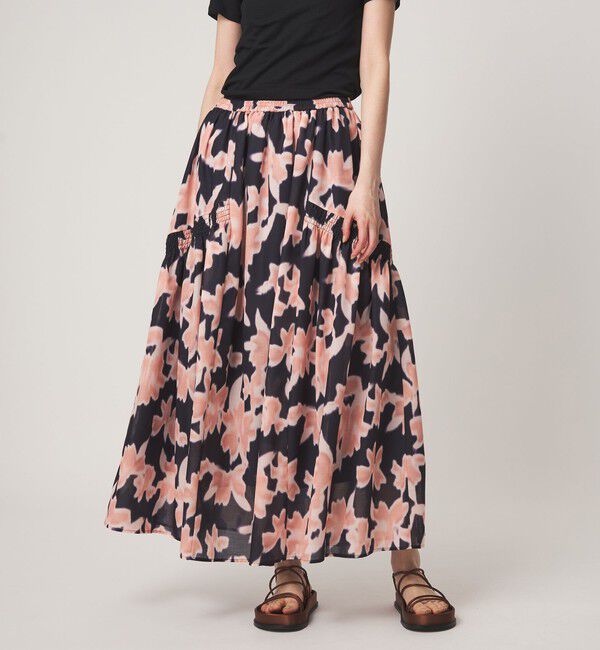 EMMEL REFINES「＜EMMEL REFINES＞EM ボカシ フラワー フレアスカート」|スカート|NAVY