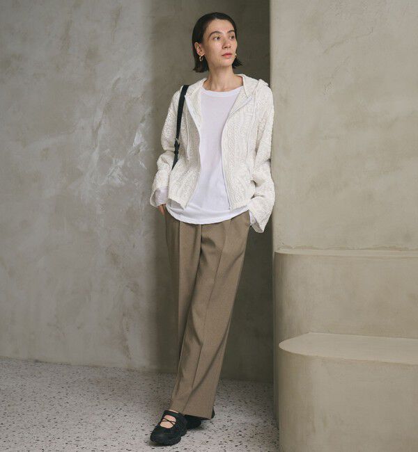 BEAUTY&YOUTH UNITED ARROWS「【WEB限定 Wardrobe DAILY MINIMAL】メランジ タックストレートパンツ ウォッシャブル」|スラックス|