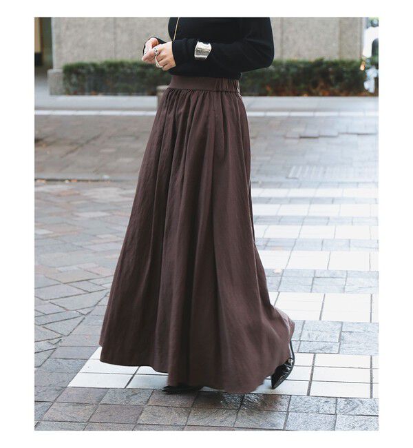 Demi-Luxe BEAMS 「ポプリン ギャザースカート」|スカート|BROWN