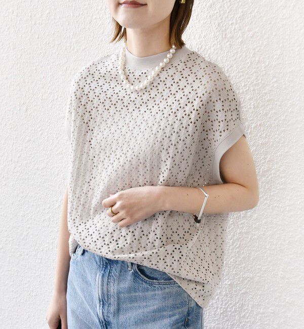 SHIPS for women「《一部追加予約》【WEB限定】〈手洗い可能〉アイレット クルーネック プルオーバー」|Tシャツ・カットソー|