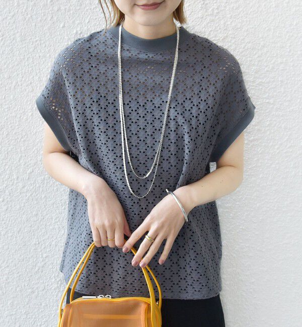 SHIPS for women「《一部追加予約》【WEB限定】〈手洗い可能〉アイレット クルーネック プルオーバー」|Tシャツ・カットソー|チャコールグレー
