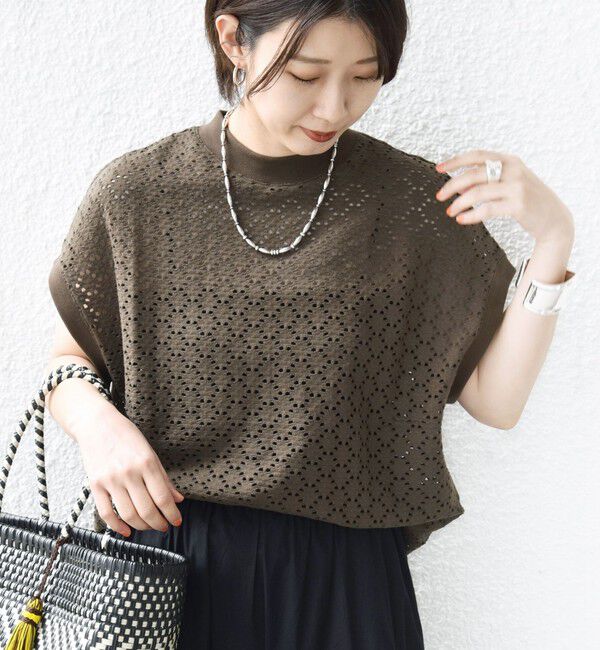 SHIPS for women「《一部追加予約》【WEB限定】〈手洗い可能〉アイレット クルーネック プルオーバー」|Tシャツ・カットソー|