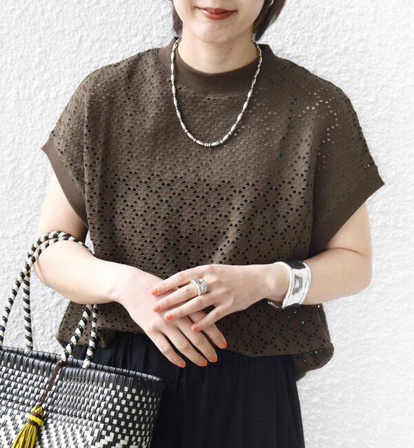 SHIPS for women「《一部追加予約》【WEB限定】〈手洗い可能〉アイレット クルーネック プルオーバー」|Tシャツ・カットソー|