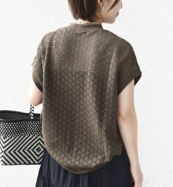 SHIPS for women「《一部追加予約》【WEB限定】〈手洗い可能〉アイレット クルーネック プルオーバー」|Tシャツ・カットソー|