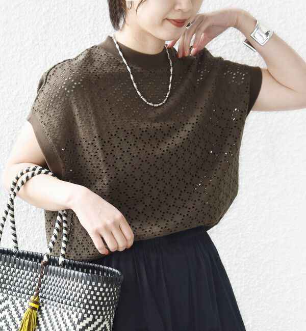 SHIPS for women「《一部追加予約》【WEB限定】〈手洗い可能〉アイレット クルーネック プルオーバー」|Tシャツ・カットソー|