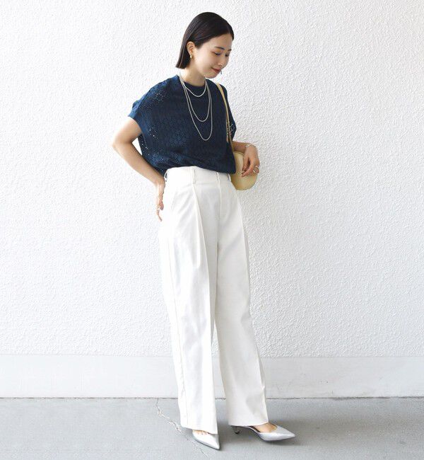 SHIPS for women「《一部追加予約》【WEB限定】〈手洗い可能〉アイレット クルーネック プルオーバー」|Tシャツ・カットソー|