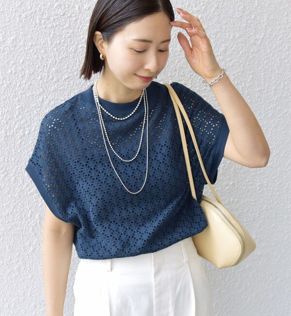 SHIPS for women「《一部追加予約》【WEB限定】〈手洗い可能〉アイレット クルーネック プルオーバー」|Tシャツ・カットソー|