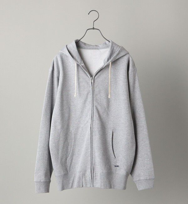 SHIPS「【WEB限定】SHIPS: マイクロ SHIPS 刺繍 ロゴ 裏毛 スウェット ジップ パーカー」|パーカー|