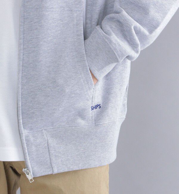 SHIPS「【WEB限定】SHIPS: マイクロ SHIPS 刺繍 ロゴ 裏毛 スウェット ジップ パーカー」|パーカー|