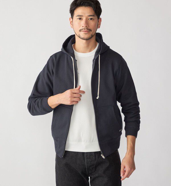 SHIPS「【WEB限定】SHIPS: マイクロ SHIPS 刺繍 ロゴ 裏毛 スウェット ジップ パーカー」|パーカー|