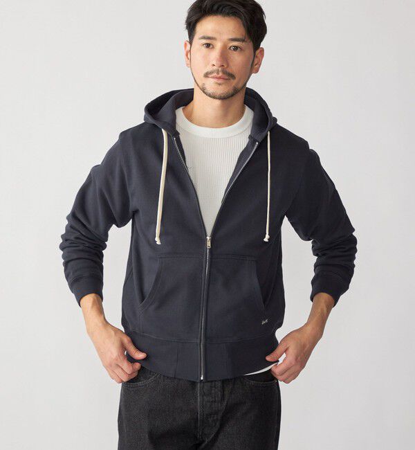 SHIPS「【WEB限定】SHIPS: マイクロ SHIPS 刺繍 ロゴ 裏毛 スウェット ジップ パーカー」|パーカー|