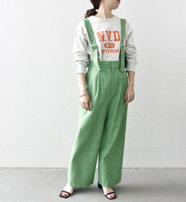 SHIPS any「SHIPS any:〈手洗い可能〉ネップヤーン サスペンダー パンツ」|その他|グリーン