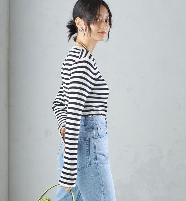 SHIPS for women「〈手洗い可能〉綿 ナイロン 袖 フレア クルーネック リブ ニット 24SS ◇」|ニット・セーター|