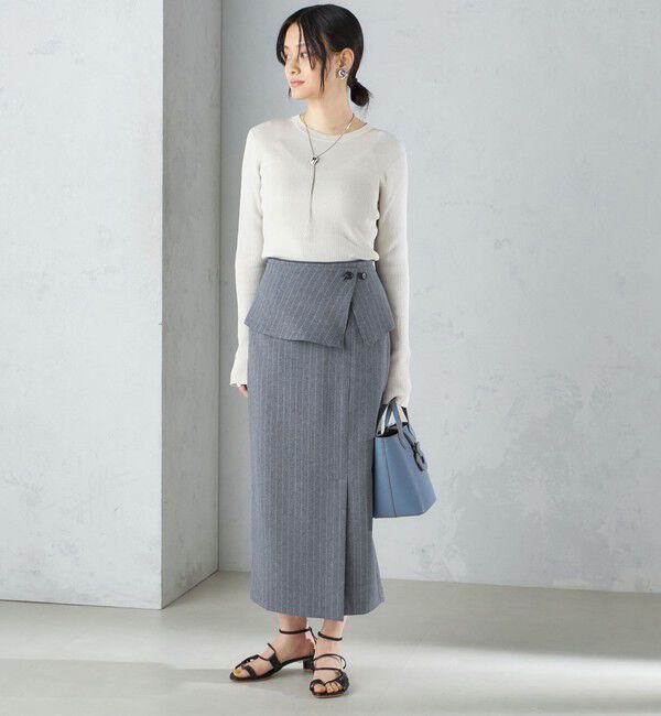 SHIPS for women「〈手洗い可能〉綿 ナイロン 袖 フレア クルーネック リブ ニット 24SS ◇」|ニット・セーター|