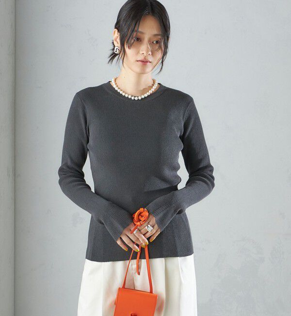 SHIPS for women「〈手洗い可能〉綿 ナイロン 袖 フレア クルーネック リブ ニット 24SS ◇」|ニット・セーター|