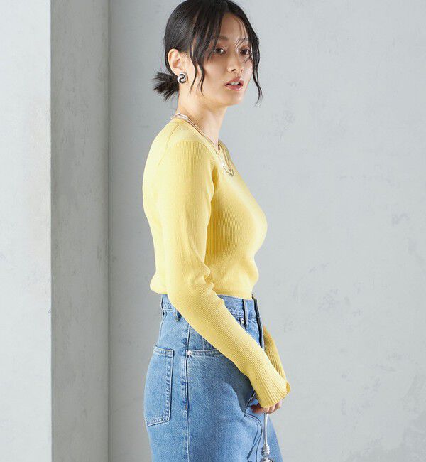 SHIPS for women「〈手洗い可能〉綿 ナイロン 袖 フレア クルーネック リブ ニット 24SS ◇」|ニット・セーター|