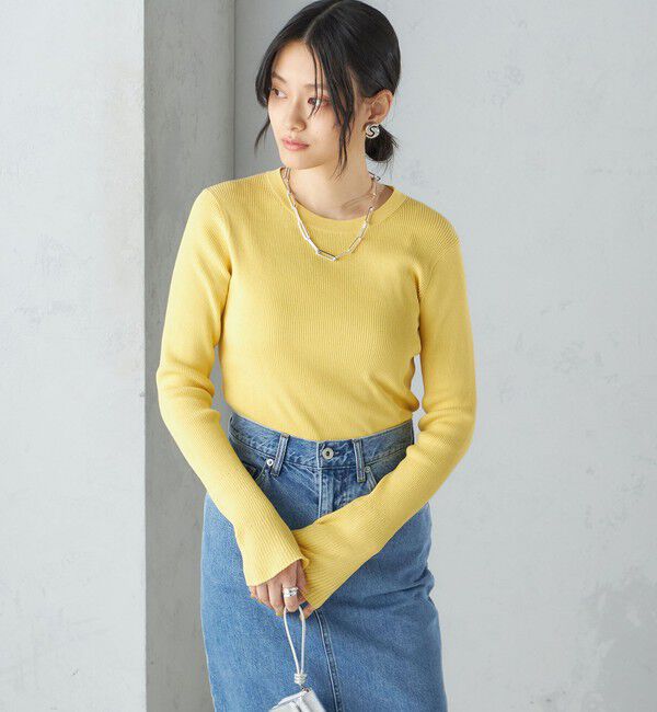 SHIPS for women「〈手洗い可能〉綿 ナイロン 袖 フレア クルーネック リブ ニット 24SS ◇」|ニット・セーター|