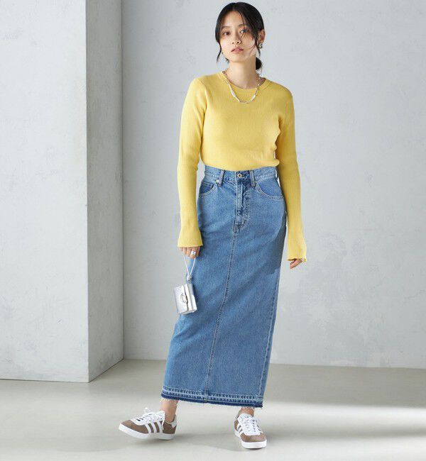 SHIPS for women「〈手洗い可能〉綿 ナイロン 袖 フレア クルーネック リブ ニット 24SS ◇」|ニット・セーター|