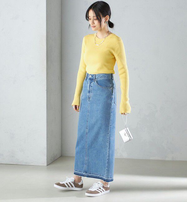 SHIPS for women「〈手洗い可能〉綿 ナイロン 袖 フレア クルーネック リブ ニット 24SS ◇」|ニット・セーター|