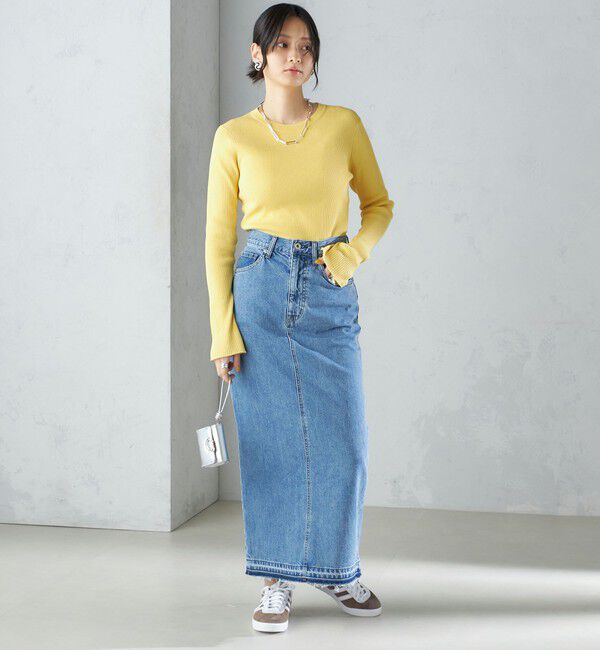 SHIPS for women「〈手洗い可能〉綿 ナイロン 袖 フレア クルーネック リブ ニット 24SS ◇」|ニット・セーター|