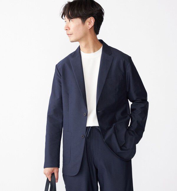 SHIPS「SHIPS:〈手洗い可能/セットアップ対応〉スーパーライト 2ボタン ジャケット」|テーラードジャケット|ネイビー