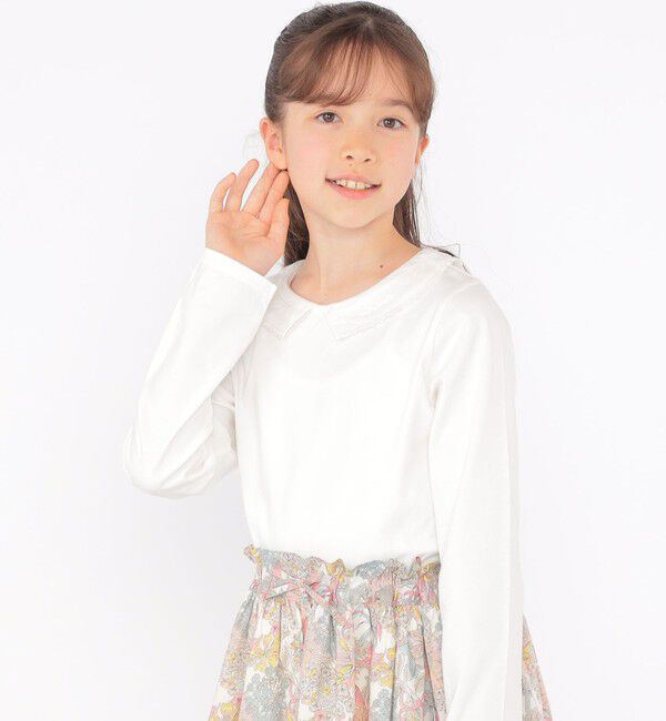 SHIPS KIDS「SHIPS KIDS:140～150cm / レース カラー 長袖 TEE」|Tシャツ・カットソー|