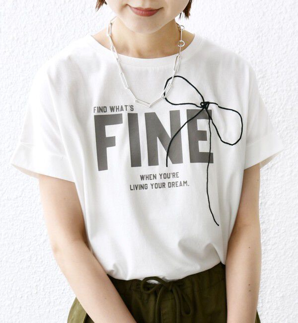 SHIPS for women「【WEB限定】〈手洗い可能〉バリエーション ロゴ 刺繍 プリントTEE」|Tシャツ・カットソー|