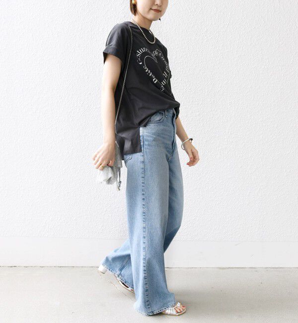 SHIPS for women「【WEB限定】〈手洗い可能〉バリエーション ロゴ 刺繍 プリントTEE」|Tシャツ・カットソー|